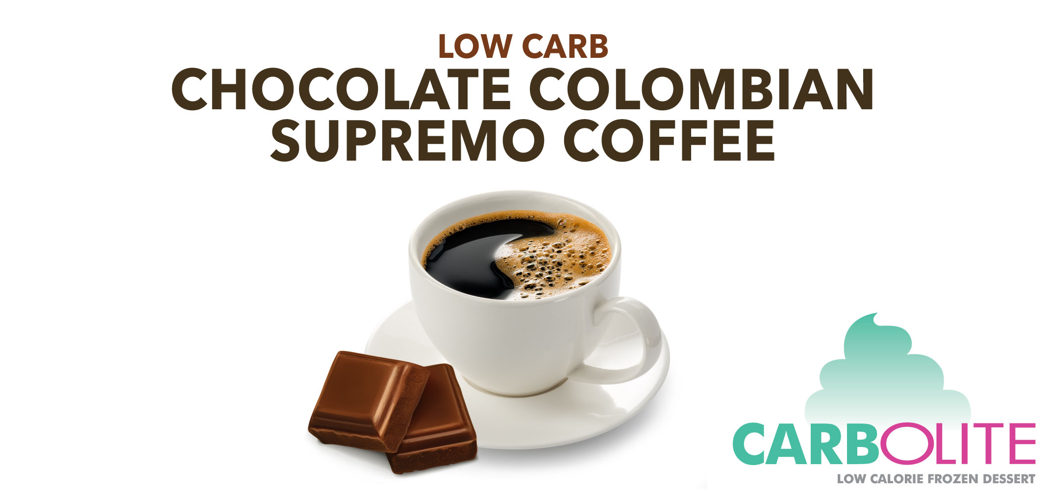 carbolite low carb no sugar added chocolate colombian supremo coffee label image