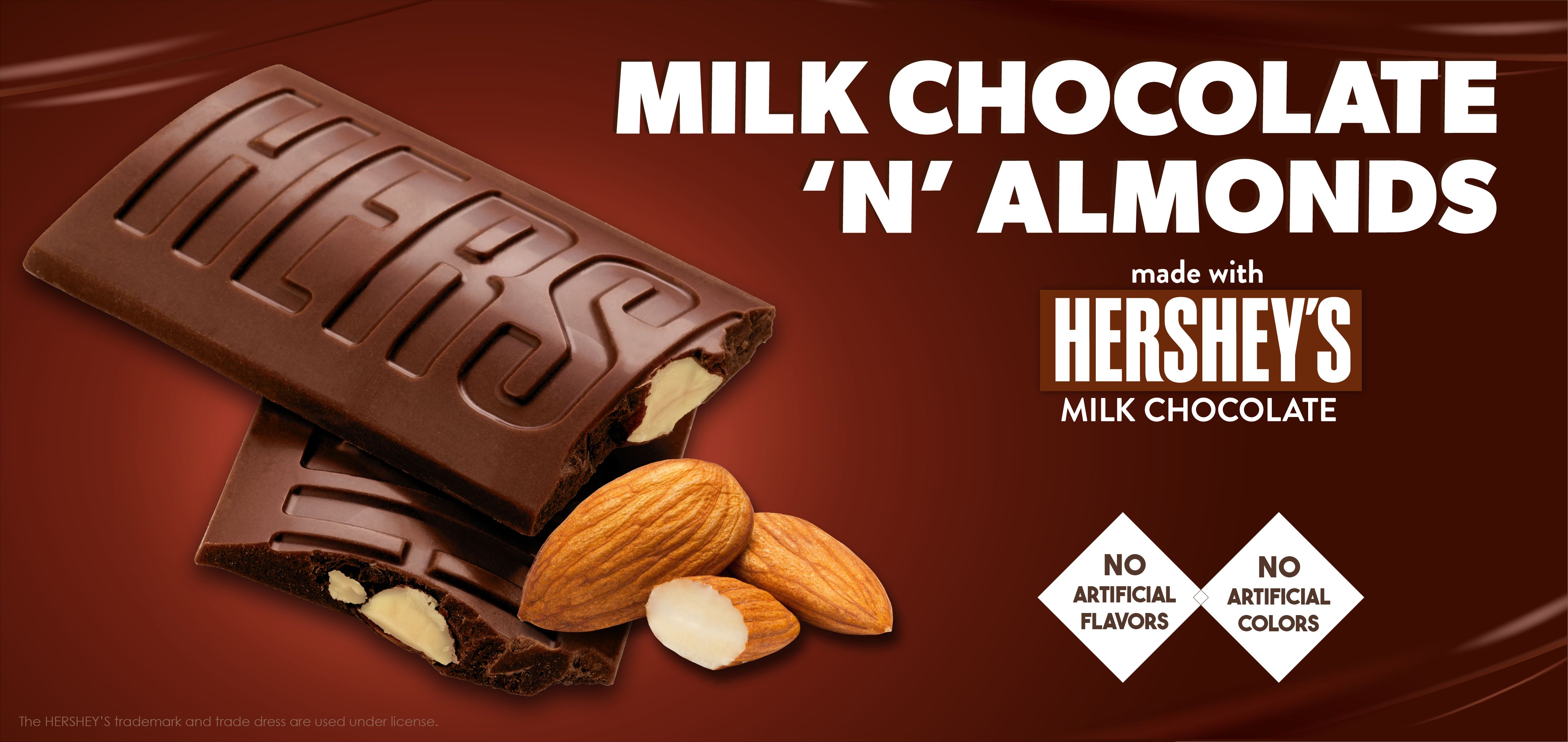 milk chocolate 'n' almonds made with hershey's® chocolate label image
