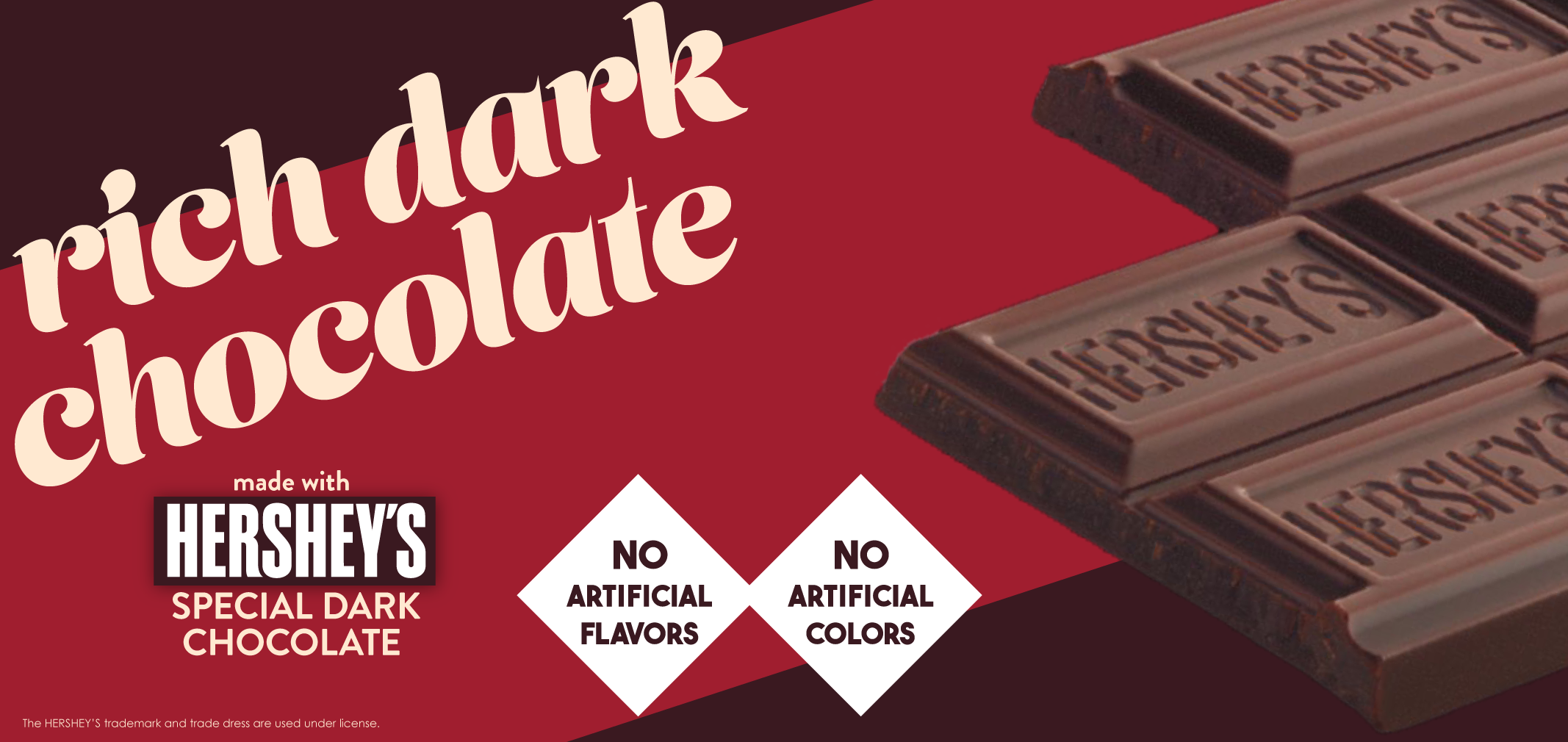 rich dark chocolate made with Hershey's® Special Dark chocolate  label image