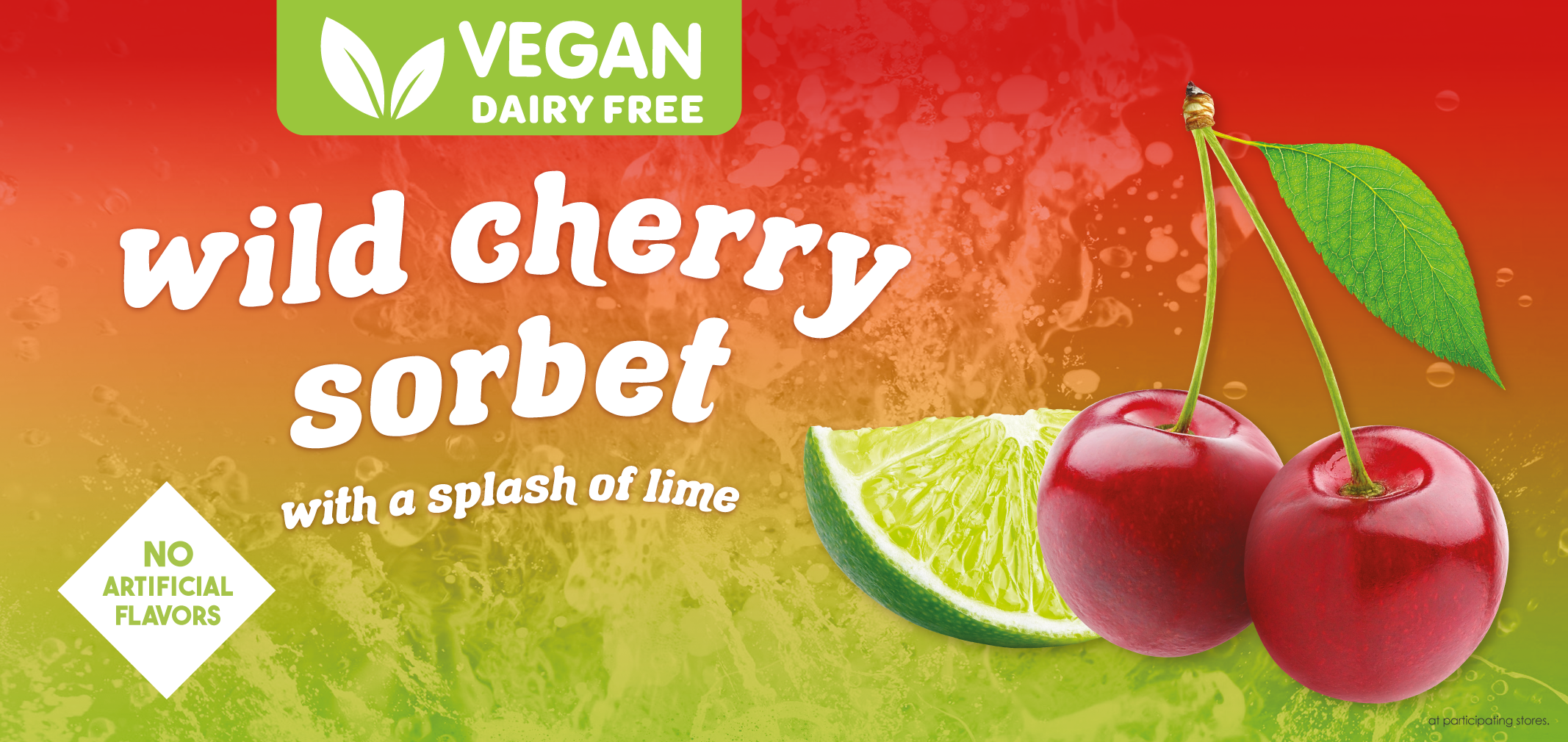 vegan wild cherry sorbet with a splash of lime label image