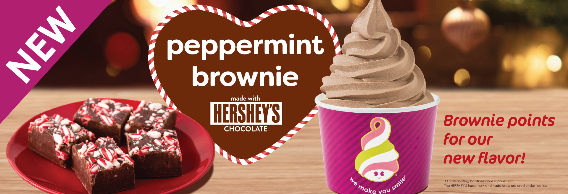 The most festive mix of peppermint, brownie, and Hershey’s Chocolate
