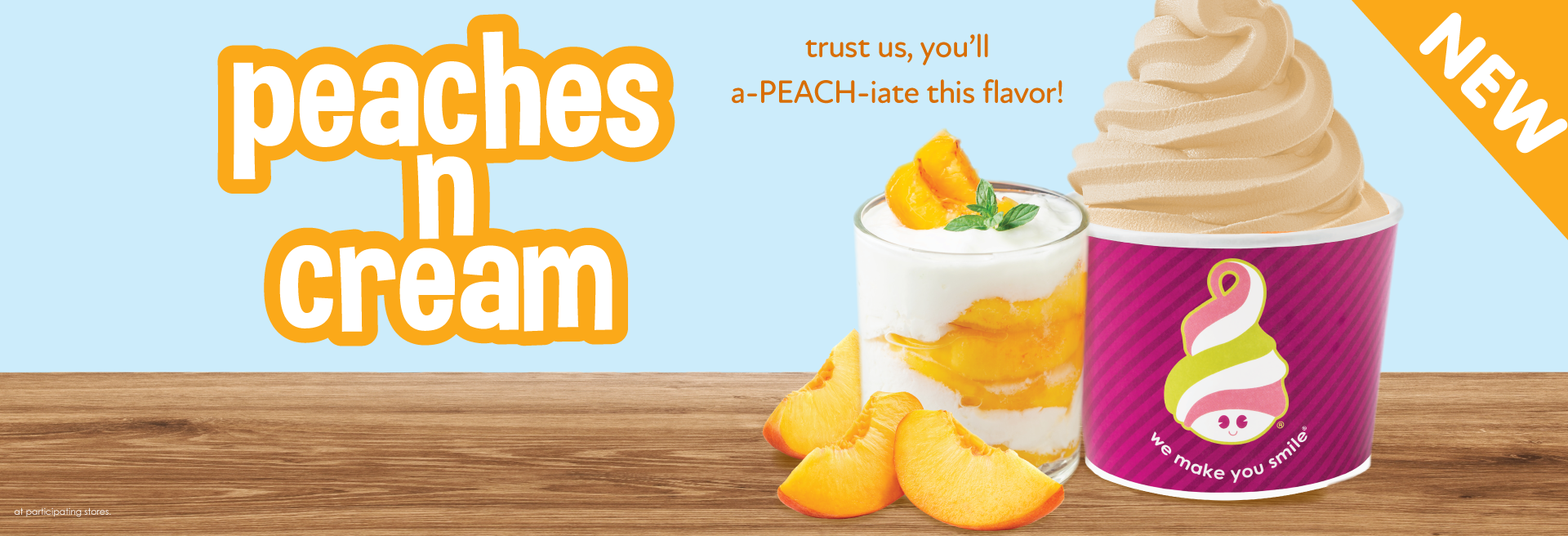 Our Peaches n Cream frozen yogurt is made with real ingredients!