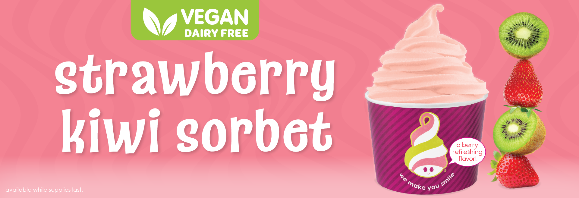 Enjoy our Vegan Strawberry Kiwi Sorbet this summer!