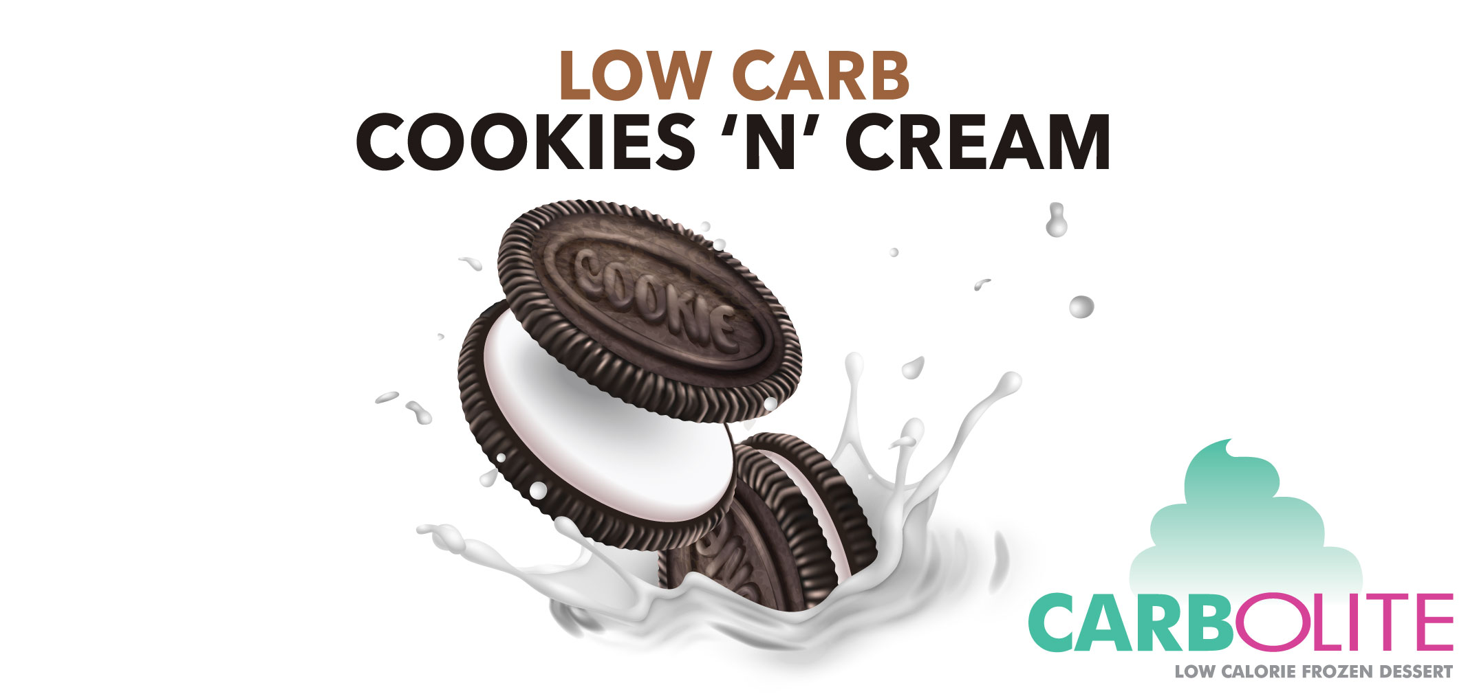 carbolite low carb no sugar added cookies 'n' cream label image