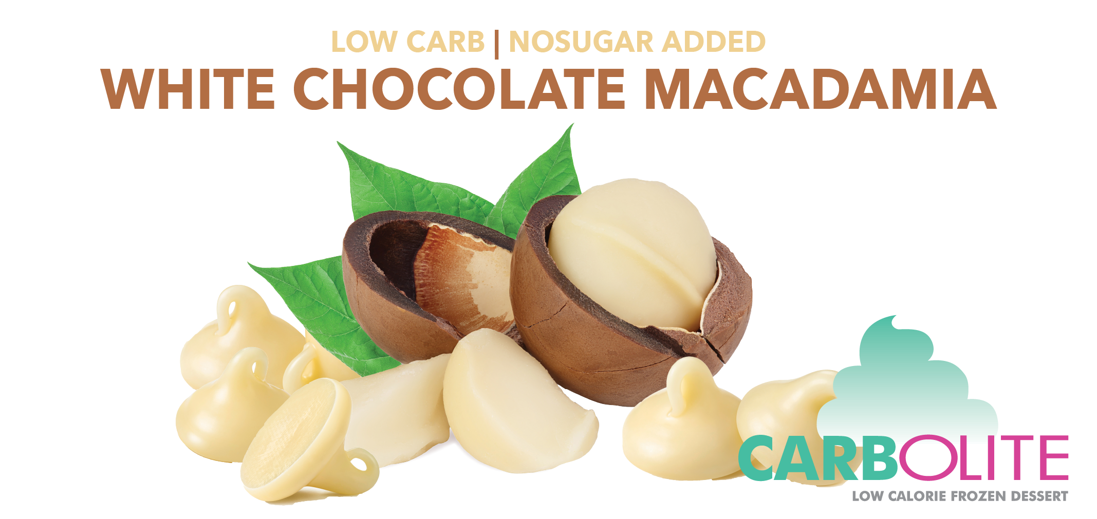 Carbolite Low Carb White Chocolate Macadamia  label image