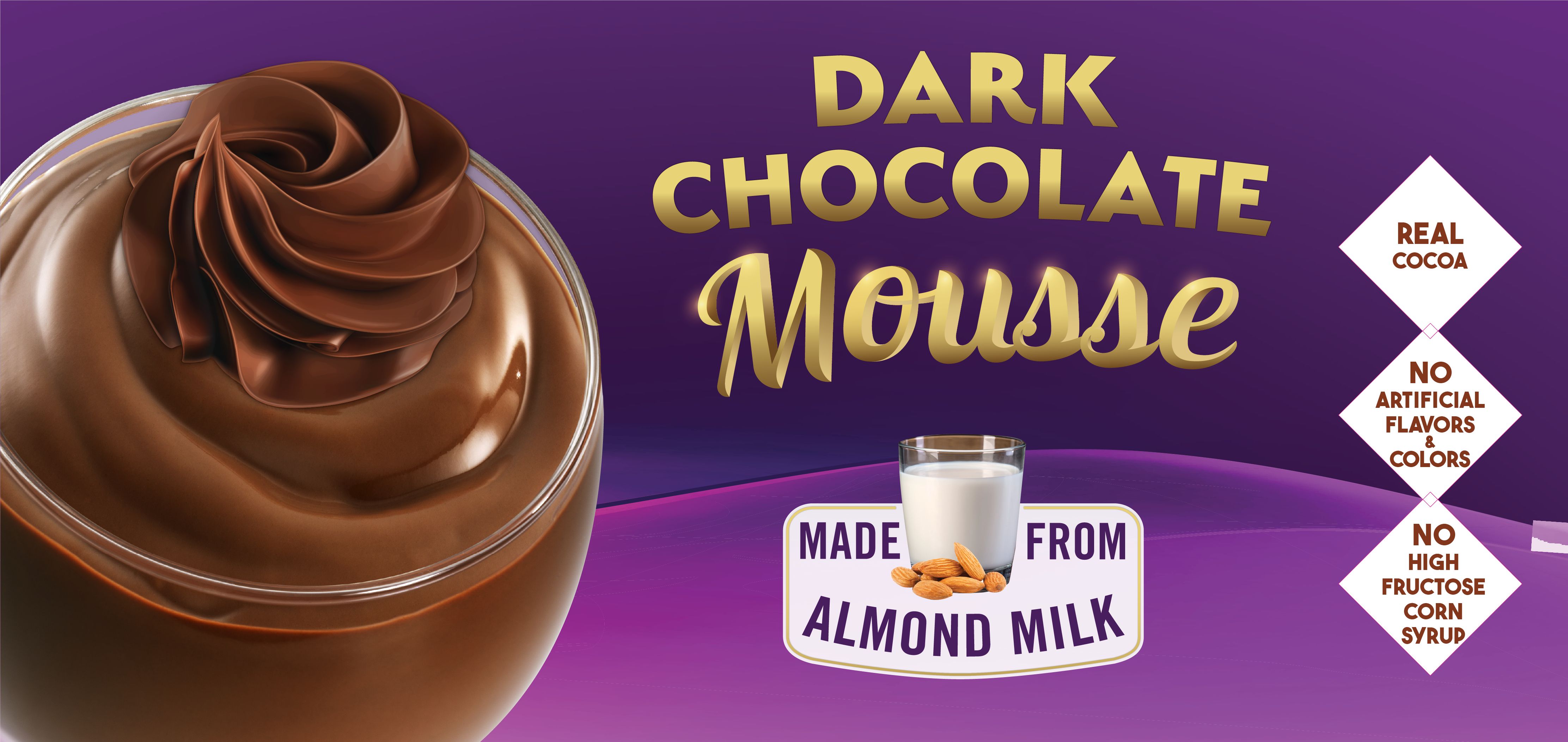 vegan dark chocolate mousse made from almond milk label image