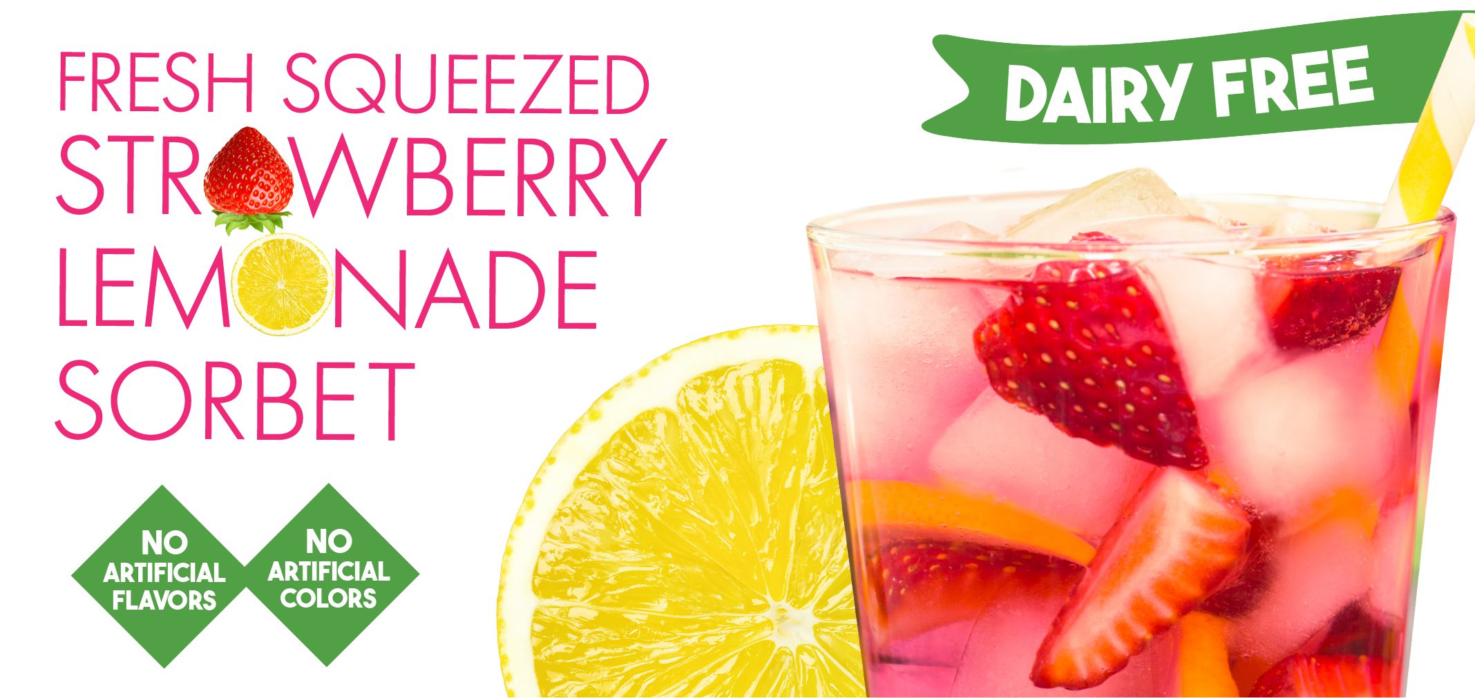 fresh squeezed strawberry lemonade sorbet label image