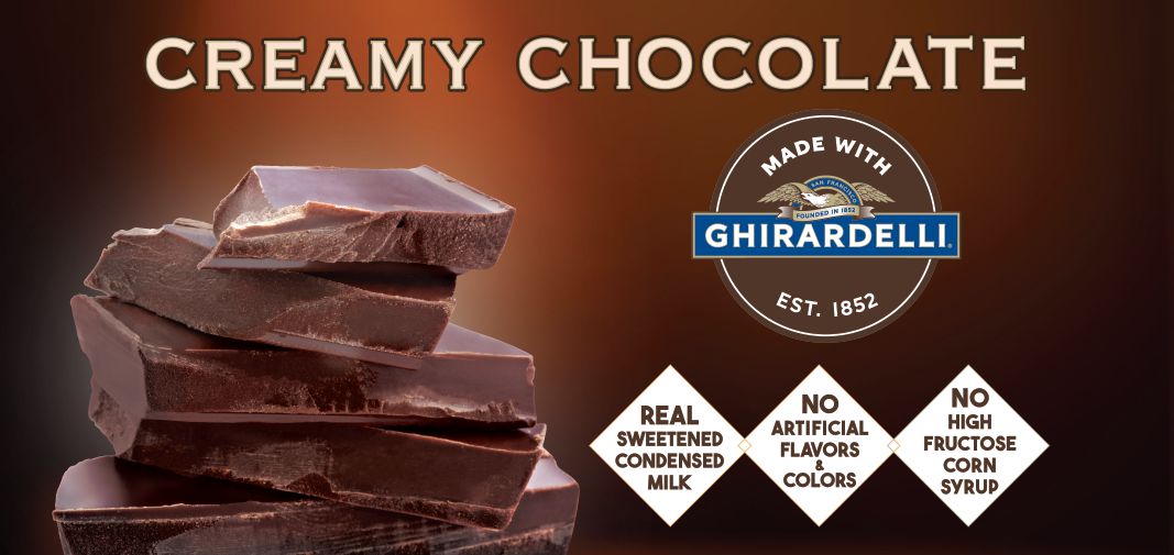 creamy chocolate made with ghirardelli® label image