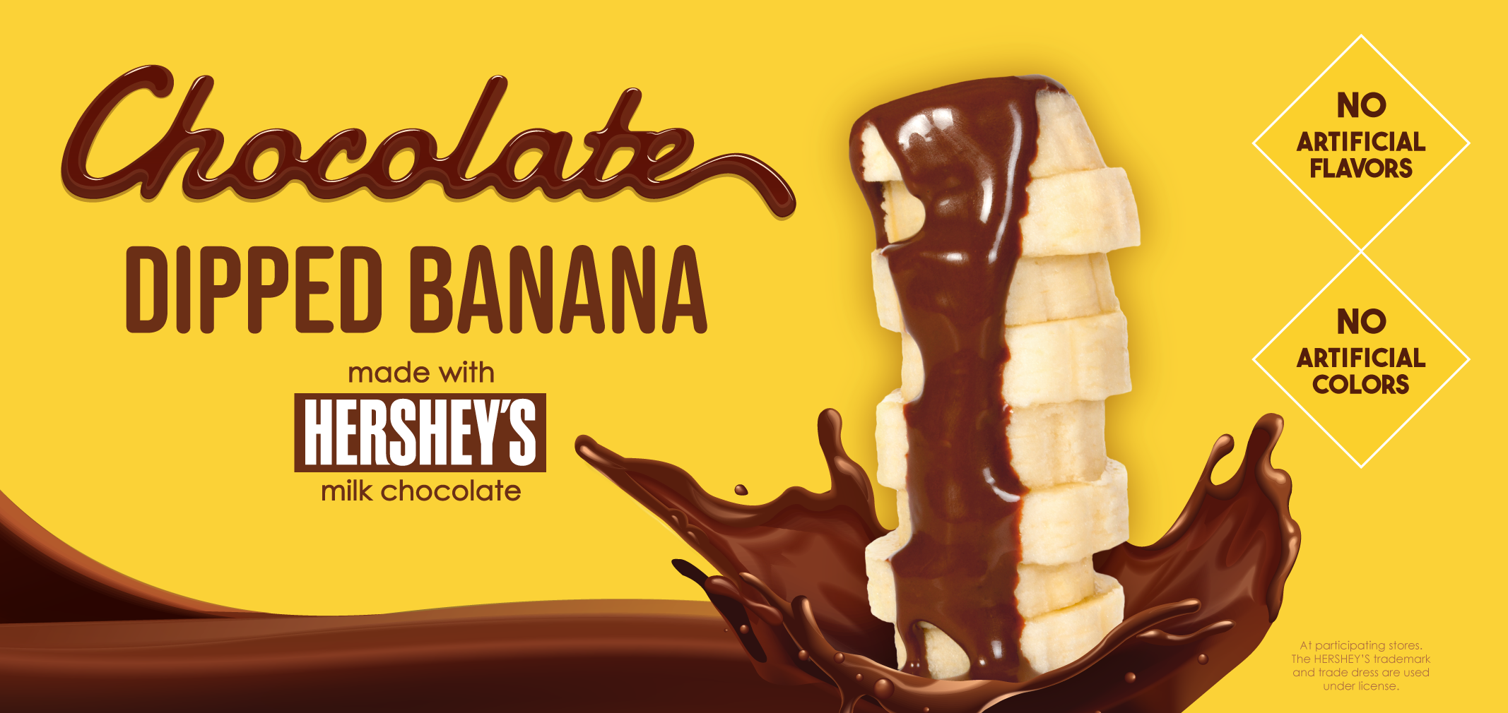 chocolate dipped banana made with Hershey's® milk chocolate label image