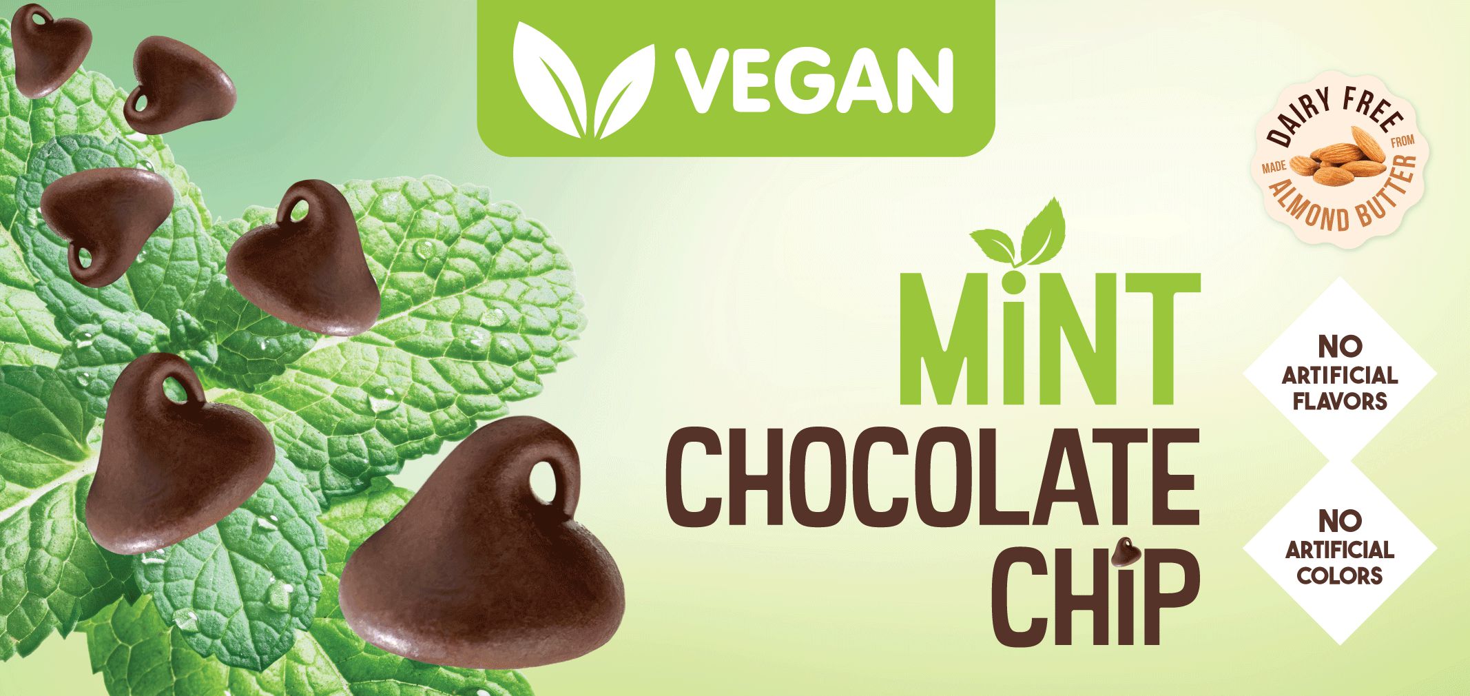 vegan mint chocolate chip made with almond butter label image