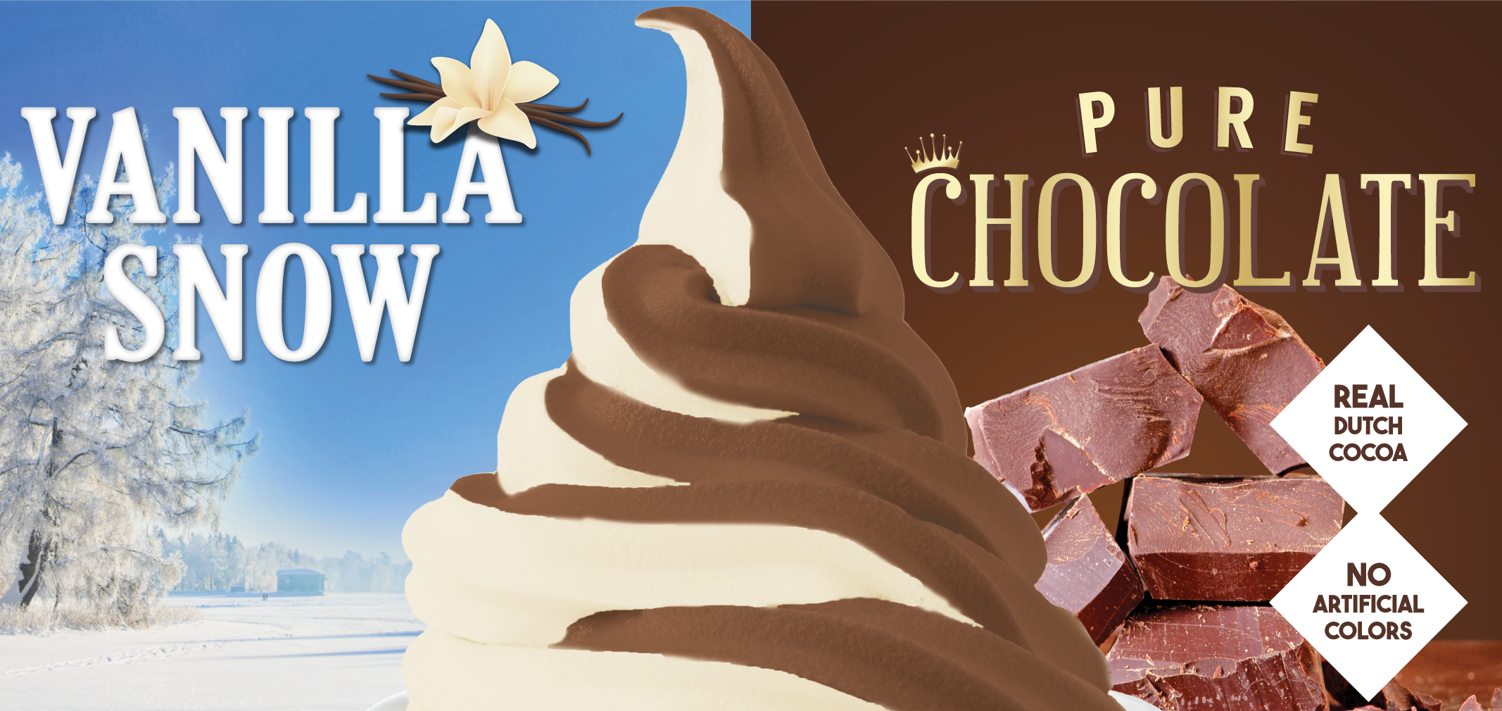 vanilla snow and pure chocolate swirl label image