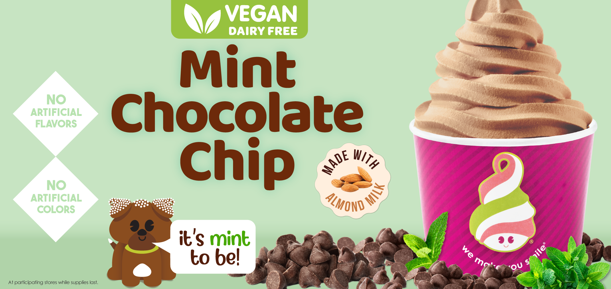 Vegan Mint Chocolate Chip made with Almond Milk label image