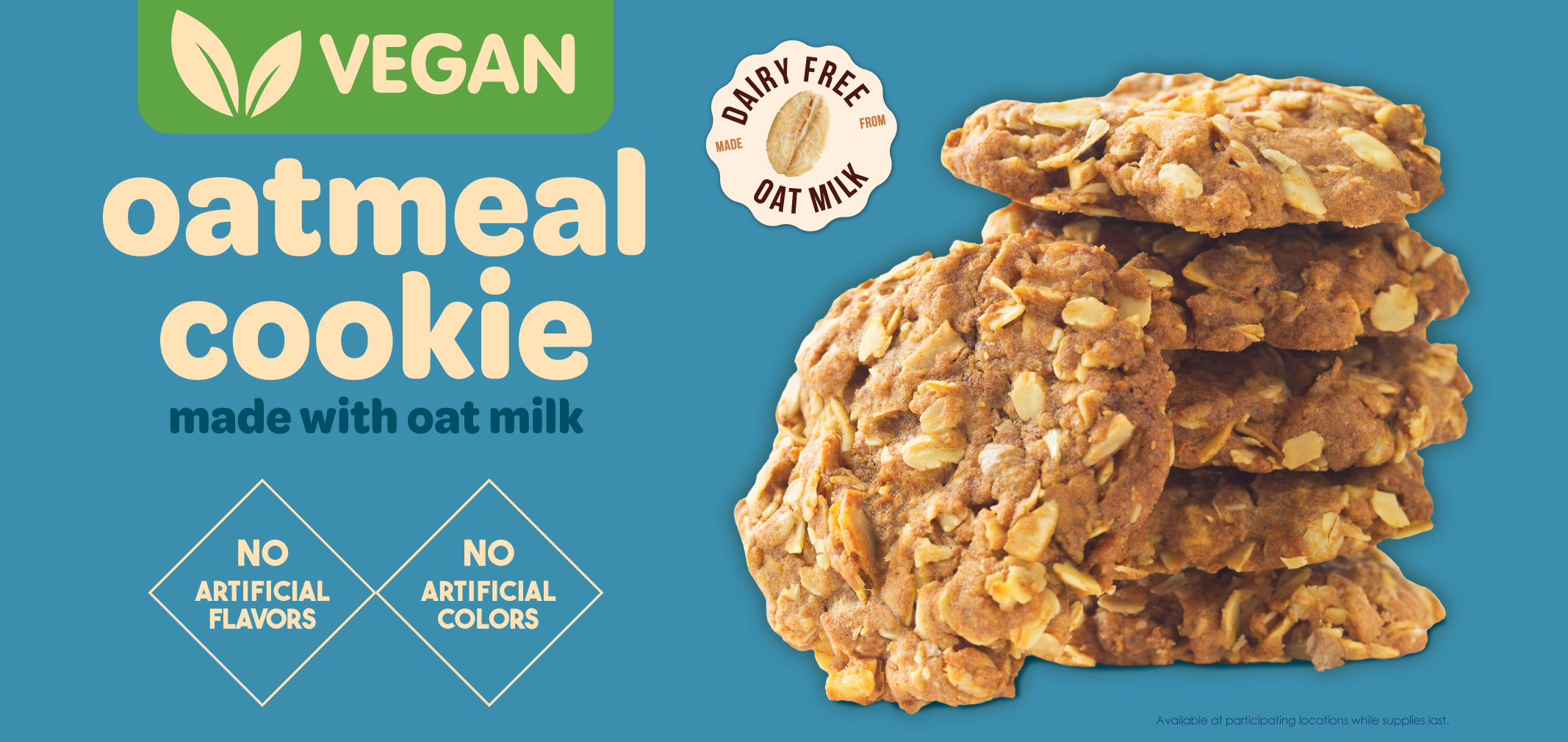 Vegan Oatmeal Cookie made with Oat Milk label image