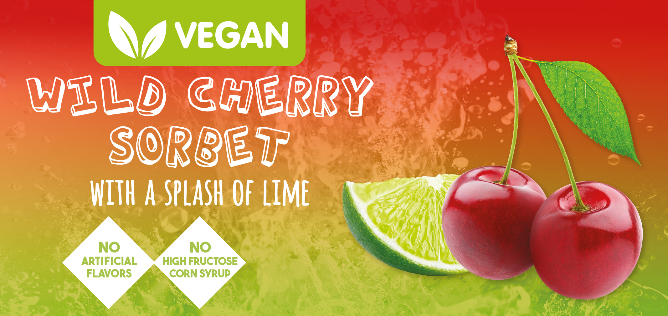 vegan wild cherry sorbet with a splash of lime label image